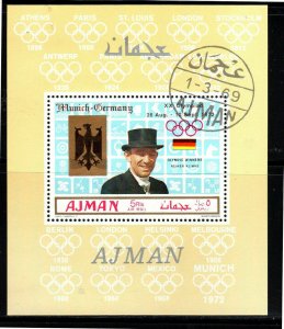 AJMAN  1969  REINER KLIMKE  MINT  VF NH  O.G  S/S  CTO  (aj28)