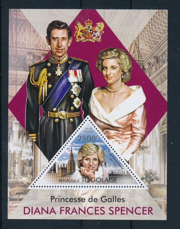 [24027] Togo 2013 Royalty Princess Diana Triangle Sheet MNH