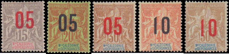 New Caledonia #117-121, Complete Set(5), 1912, Hinged