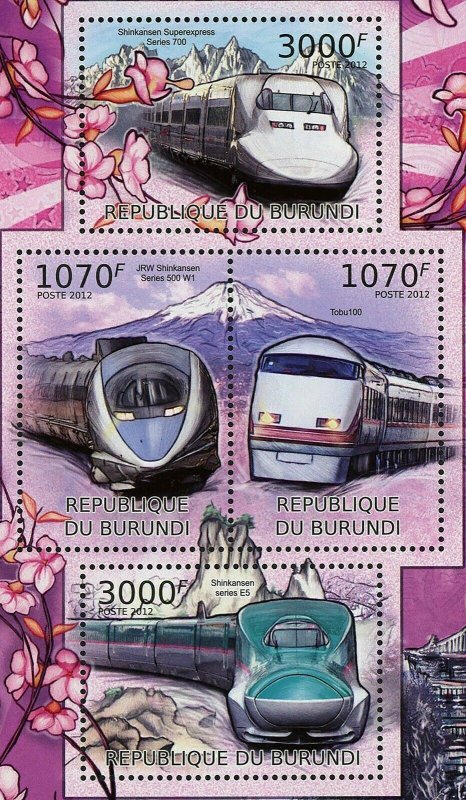 Japanese Train Stamp Super Xpress 700 Shinkansen Series E5 Tobu100 S/S MNH #2453