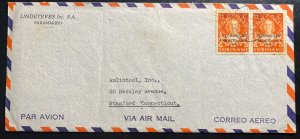 1956 Paramaribo Suriname Netherlands Antilles Airmail Cover To Stamford CT USA
