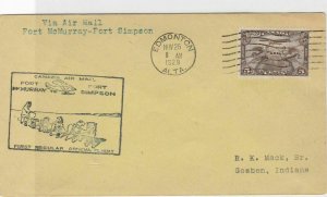 fort mc murray to fort simpson 1929 canada   stamps cover ref 13160