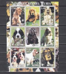 Komi, 2000 Russian Local. Cocker Spaniel, Dogs sheet of 9. Scout logo. ^