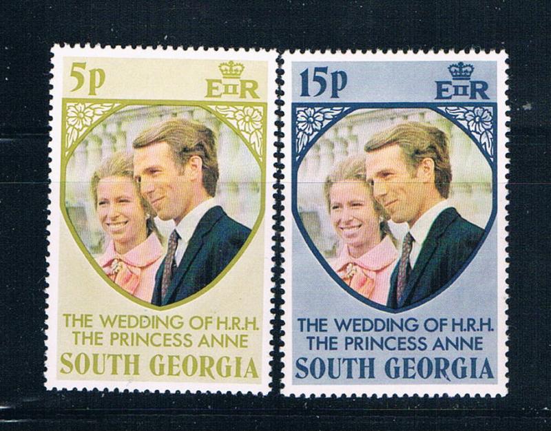 South Georgia 37-38 MNH set Princess Anne Wedding 1973 (S1039)+