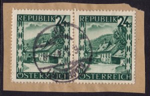 Austria - 1946 - Scott #465 - pair used on piece - KLAGENFURT pmk