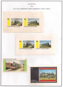 SCOTLAND - STAFFA - 1982 - Locos #2, Steam - Perf, Imp 2v, Souv, D/L Sheets-MLH