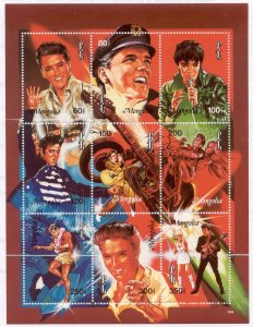 Mongolia - 1995 MNH sheet of 9 Elvis Presley stamps # 2228 cv 9.00 Lot # 50