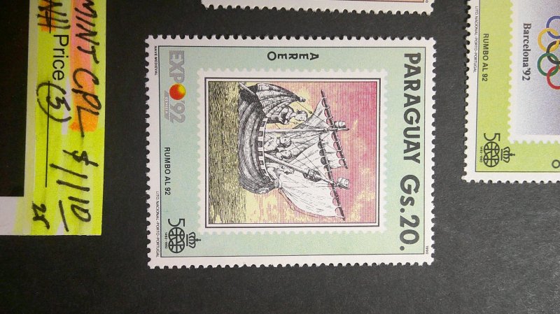 Paraguay 1992 Ships/Olympics Scott# C809-C813 Mint XF NH CPL Airmails (5)