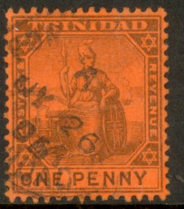 TRINIDAD 1904-09 KEDVII 1d BRITANNIA Issue Sc 93 VFU