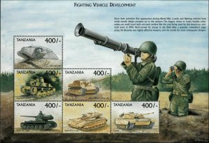 Tanzania 2000 - Fighting Vehicle Development, Tanks - Sheet of 6v - 2029 - MNH