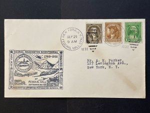 1932 George Washington Bicentennial Cover First Federal Postmaster