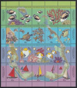 Cocos (Keeling) Islands 1994 MNH Scott #292f Sheet of 20 4 strips of 5 Map, f...