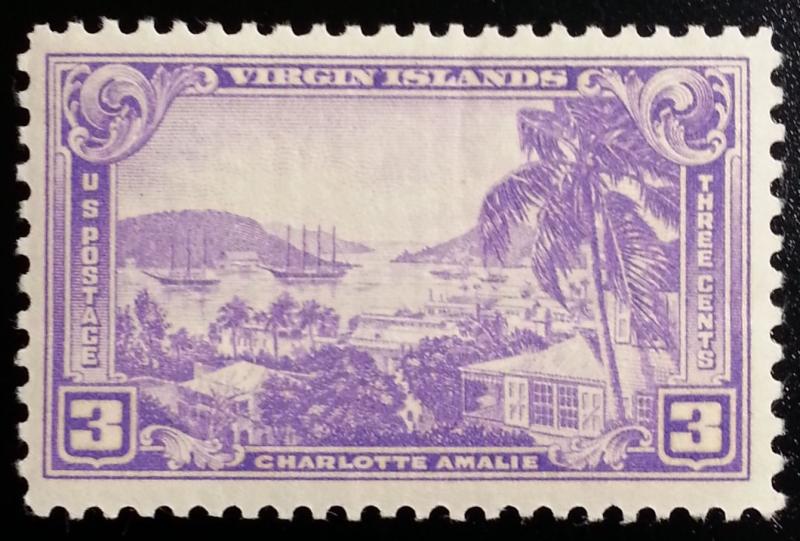 1938 3c Virgin Islands Territory, Charlotte Amalie Scott 802 Mint F/VF NH 