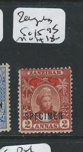 ZANZIBAR (PP3012B) SG 159S 2A  SPECIMEN MOG