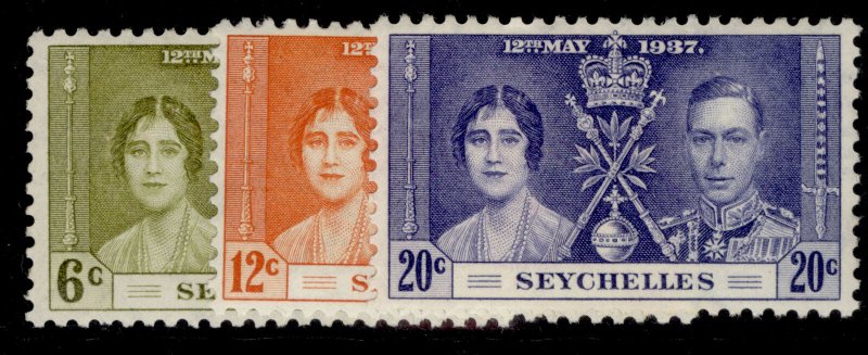 SEYCHELLES GVI SG132-134, CORONATION set, LH MINT.