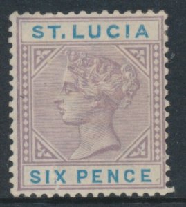 St Lucia 1891-98 SG 49 6d Dull Mauve and Blue Die II Wmk Crown CA Mint Hinged