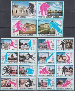 AJMAN MICHEL Cat # 726-45B  MNH FULL SET of 20 for MUNICH 1972 OLYMPICS - IMPERF