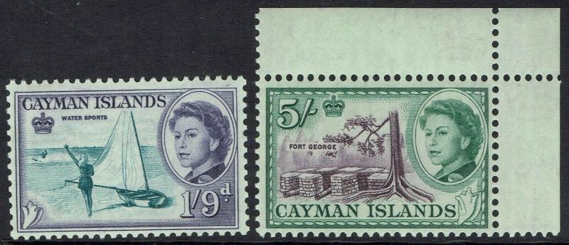 CAYMAN ISLANDS 1962 QEII PICTORIAL 1/9 AND 5/- MNH **