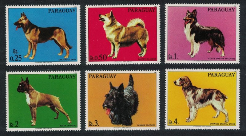 Paraguay Dogs 6v Shepherd Collie Terrier Spaniel 1986 MNH SC#2181 MI#4012-4017