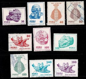 Peru #738-749B used artifacts cpl