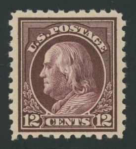 USA 435 - 12 cent Franklin perf 10 single line wmk - VF Mint light hinged