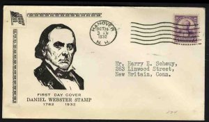 United States First Day Covers #725-4b3, 1932 3c Daniel Webster, Gill cachet ...