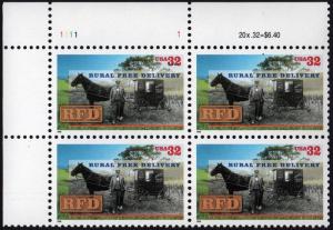 SC#3090 32¢ Rural Free Delivery Plate Block: UL #1111 - 1 (1996) MNH