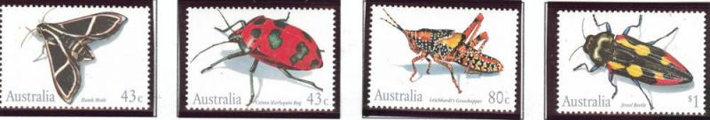 AUSTRALIA Scott 1211-1214 Bug stamp set 1991