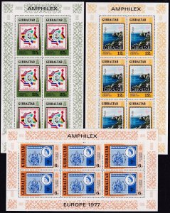 Gibraltar Sc# 356 / 358 QE 1977 Europa Amphilex 1977 complete S/S set CV $4.80