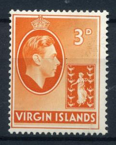VIRGIN ISLANDS;  1938 early GVI  issue fine Mint hinged 3d. value