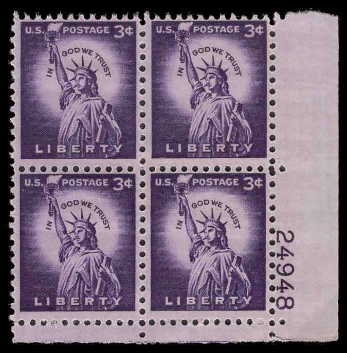 USA 1035 Mint (NH) Plate Block LR Wet Printing