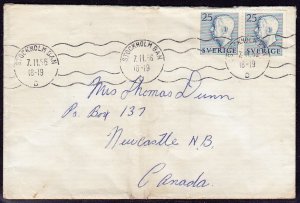 Sweden - 1954 - Scott #461 - used pair on 1956 cover to Canada