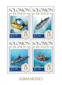 SOLOMON IS. - 2014 - Submarines - Perf 4v Sheet -Mint Never Hinged