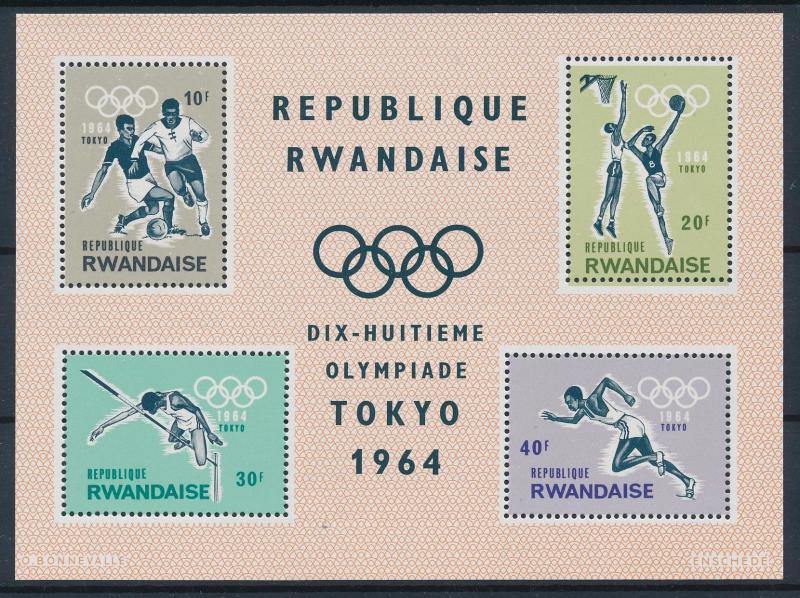 [61093] Rwanda 1964 Olympic games Tokyo Football Basketball MNH Sheet