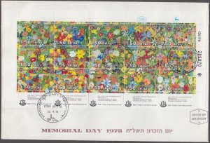 ISRAEL Sc # 694a-o FDC LARGE S/S  15 DIFF MAKING ONE COMPOSITE IMAGE