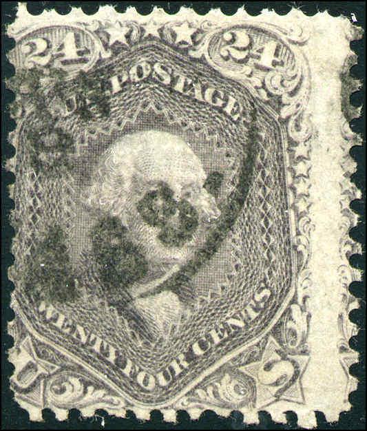 1869 US Stamp #99 24c F Grill Used Date Cancel Catalogue Value $1500 Certified