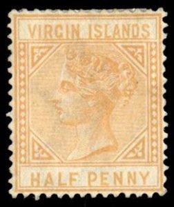 Virgin Islands 12, $95, 1883 1/2p yellow, heavy hinge remnant