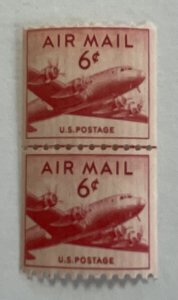 US 1949 Line Pair Coil Airmail # C41 MHN OG