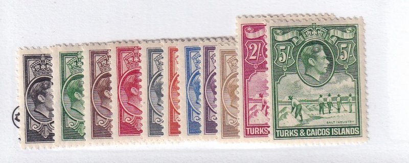 TURKS AND CAICOS # 78-88 VF-MLH KGV1 ISSUES 1/4d-5sh CAT VALUE $69+ 