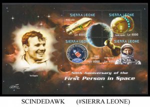 SIERRA LEONE - 2011 50th ANNIV. OF THE 1st MAN IN SPACE YURI GAGARIN MIN/SHT MNH