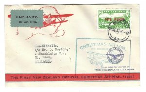 NEW ZEALAND 1931 FIRST OFFICIAL CHRISTMAS AIRMAIL TIED GISBORNE 24 DEC. 31