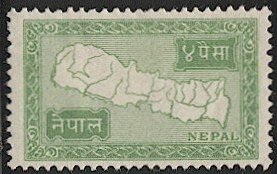 NEPAL 1954 Sc 73  4p Mint H VF, Map of country