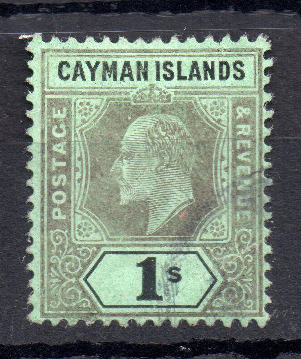 Cayman Islands KEVII 1907 1/- green back SG33 fine used WS11523