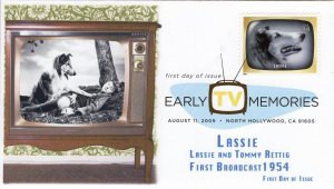 AO-4414f-1, 2009, Early TV Memories, FDC, Add-on Cachet, Digital Color Postmark,