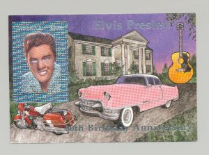 Guyana MI #BL405 Elvis, Automobiles, Motorcycles 1v Imperf Hologram S/S