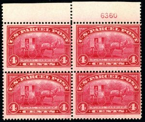 USAstamps Unused FVF US 1912 Parcel Post Plate # Block Scott Q4 OG MNH SCV $310+