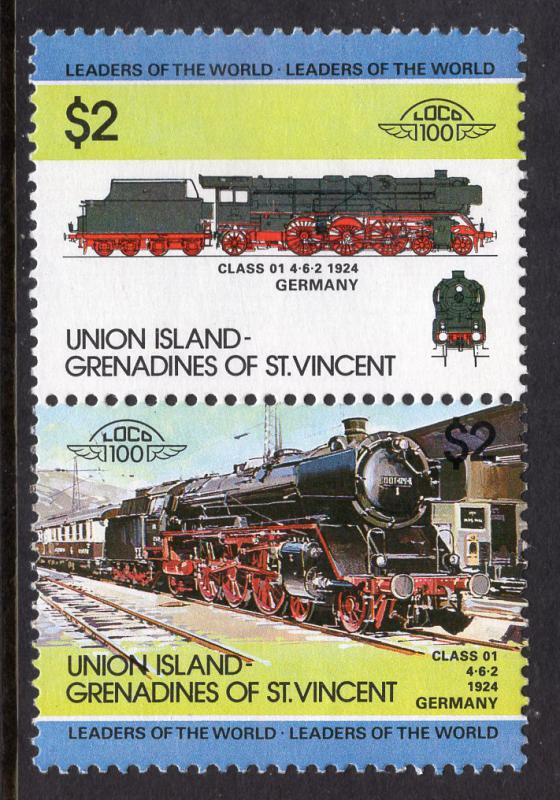 St Vincent Grenadines Union Island 52 Trains MNH VF