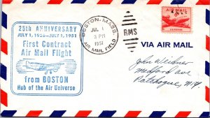 FFC 1951 - 25th Anniversary First Contract Airmail Flight - Boston, Mass - F4926