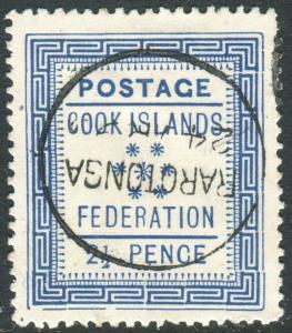 COOK ISLANDS-1892 2½d Blue.  A fine used example Sg 3