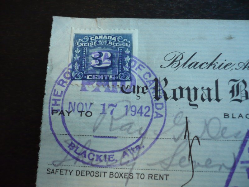 Stamps - Canada - Revenue - Van Dam#FX36,FX64,FX68 - Used on Cheques.